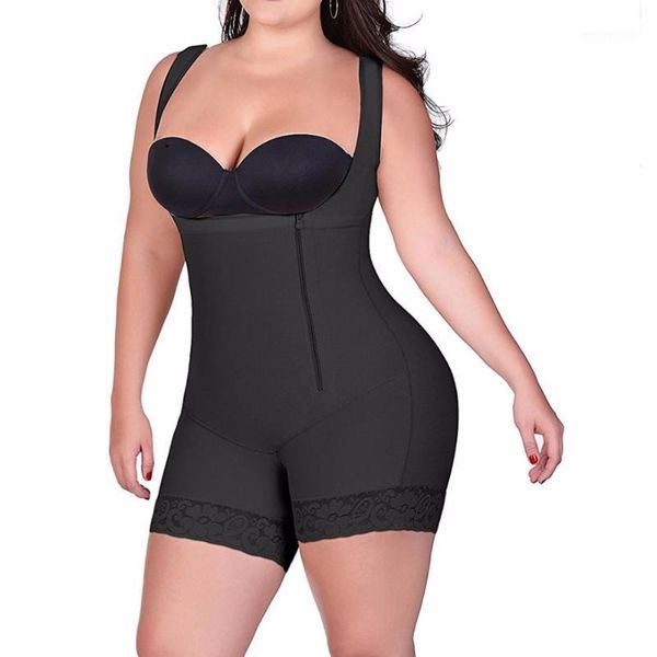 

s-6xl zip up tummy control slimming bodysuit body shaper waist trainer with butt lifter butt enhancer for post partum women e1161, Black;white