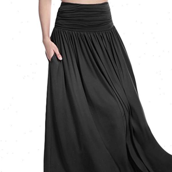 

women skirt polyester women high waist solid maxi skirt ladies casual swing gypsy long skirt plus size fashion t1g, Black