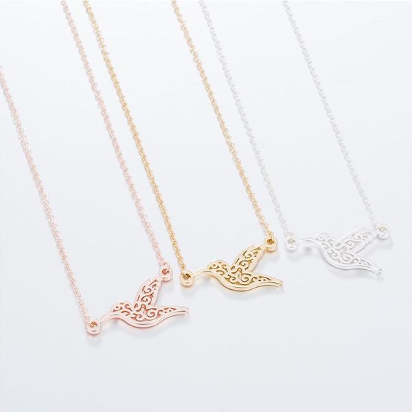 

necklace womens stainless steel bird pendants gold chains on the neck necklaces fashion jewelry seagull of liberty white1, Silver