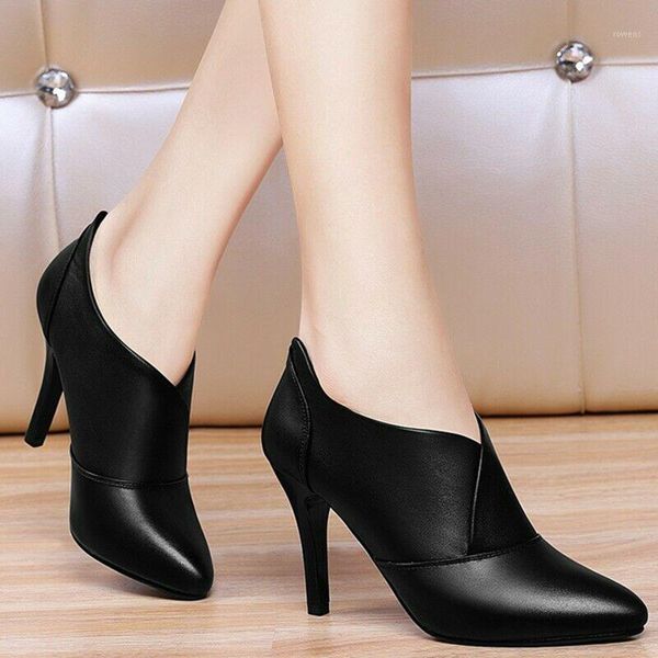 

2021 high heel boots winter shoes for women fashion pointed toe shoes women's ankle boots autumn new botas de mujer1, Black