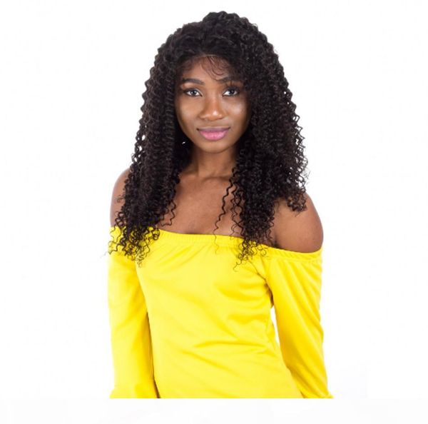 

full lace kinky curly human hair wig natural hairline brazilian virgin hair lace front wig glueless 130% density, Black;brown