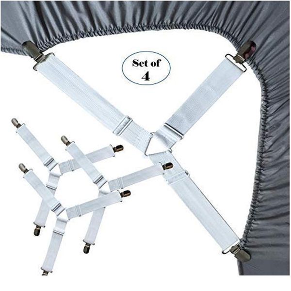 

4pcs adjustable elastic mattress cover corner holder clip bed sheet fasteners straps grippers suspender cord hook loo bbyhmy