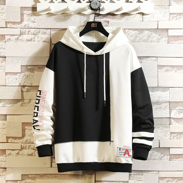 

2021 spring autumn skateboard casual new men's hip hop hoodies sweatshirts streetwear patchwork brand black white fashion clothe 7p3q