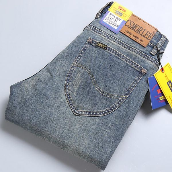 

new csmorlee brandsmen's jeans slim elastic fashion business trousers classic style autumn winter jeans denim male pants, Blue