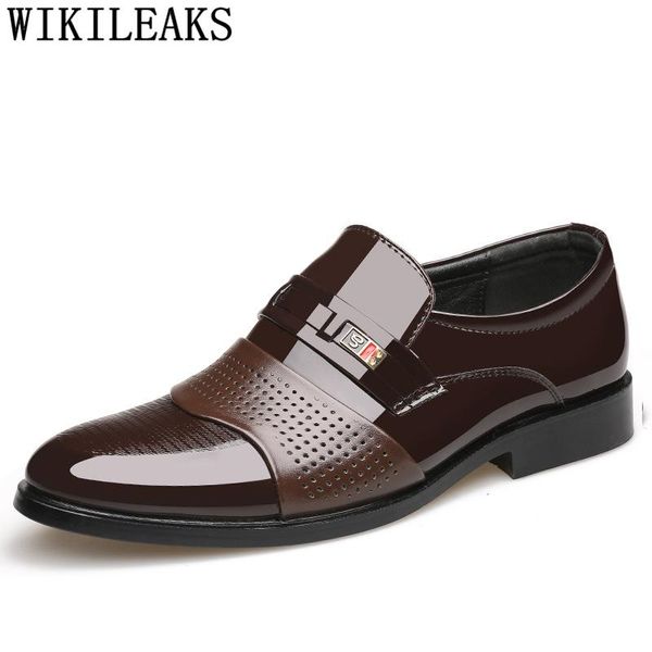 

patent leather shoes for men formal coiffeur office shoes men classic brown dress designer italian dress buty meskie, Black