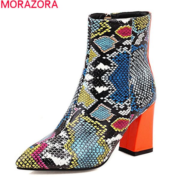 

morazora 2020 big size 33-48 women ladies fashion pointed toe high heels shoes autumn winter ankle boots q1104, Black