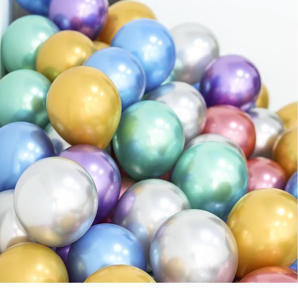 

1set 50pcs 5/10inch new chrome metallic latex balloons metallic globos inflatable helium balloon birthday party deco jlltwn