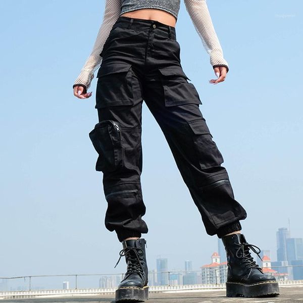 

zhuzunzhe 2020 harajuku green camo pants casual high waist cargo pants women camouflage trousers pockets streetwear1, Black;white