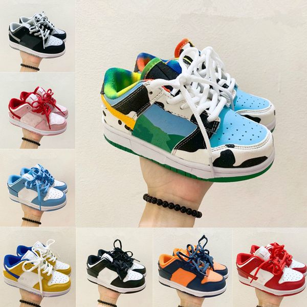 

2020 low pro toddler children air cut black casual baby kids dunk children leather low children shoes size 26-37, Blue