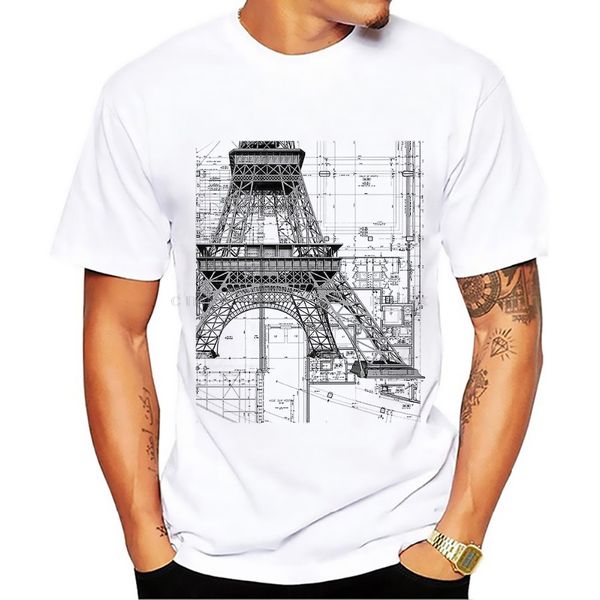 

eiffel tower engineering drawings men classic white casual homme church design manuscript hoodie designers t shirts sweatshirt