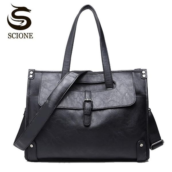 

man business hand bag mens pu leather briefcase bag black crossbody messenger bags 13 14 inch laphandbag male travel totes