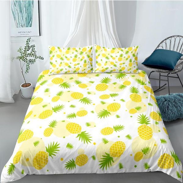

king size bedding set pineapples fresh simple beautiful 3d duvet cover  twin full single double unique design bed set1