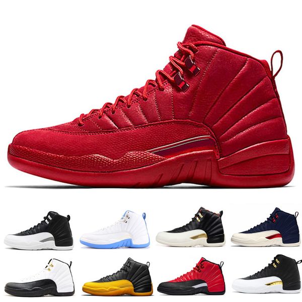 

12 12s men basketball shoes gym red university gold dark grey mens outdoor breathable sneakers trainers shoes size 7-13