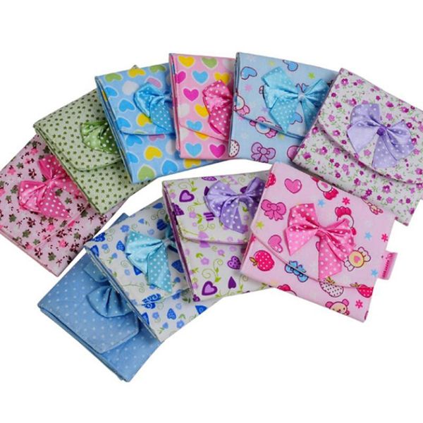 

storage bags napkins bowknot print organizer sanitary pads carrying easy bag small articles gather pouch case random color