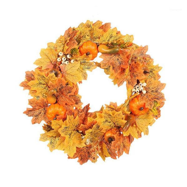 

fall harvest wreath artificial autumn wreath pumpkins white berries for front door decoration1