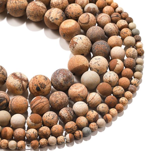 

1strand lot 4 6 8 10mm dull matte natural mineral picture stone round loose spacer bead for bracelet jewelry makings supplies h bbyqaw, Silver
