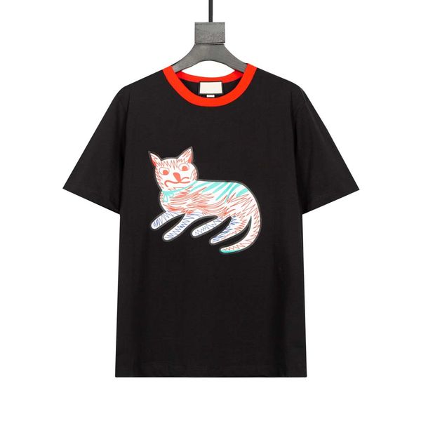 

21ss designer men women t-shirt with art cat embroidery applique style comfort tee 2021 new shirts oversized xs s m, White;black