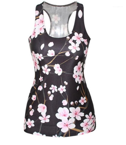

stretch womens tanks summer fashion ladies h vest 3d digital printed slim, White
