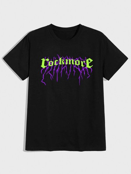 

romwe guys letter lightning graphic tee u3zm#, White;black