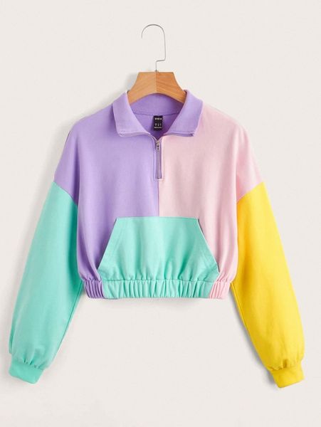 

cut and sew half zip drop shoulder sweatshirt z8xy#, White;black