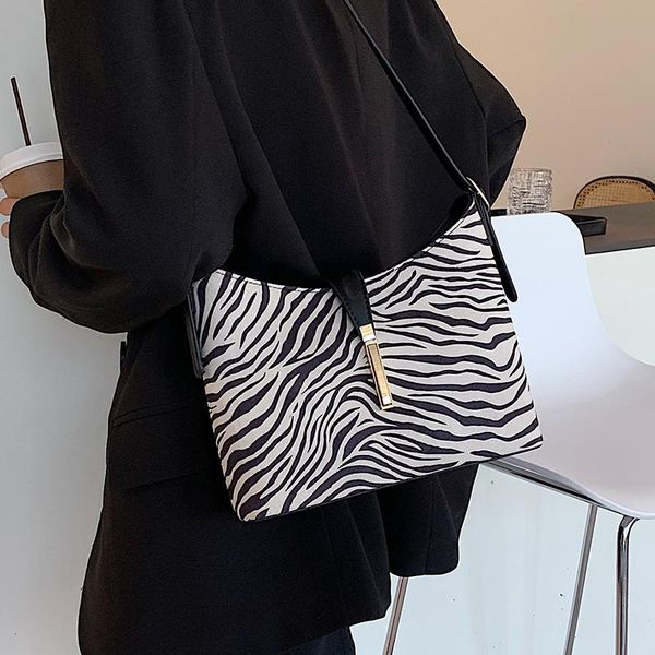 

niche design simple ladies female 2020 fall/winter new fashion frosted shoulder bag zebra pattern underarm bag width: 25cm