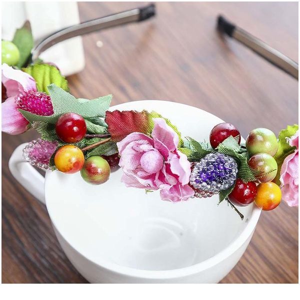 

haimeikang sweet bezel glass beads flowers wreath fruit headband women party bridal hair accessories floral girls qylfbo
