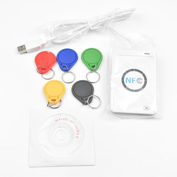 

nfc reader usb acr122u contactless smart ic card and writer rfid copier copier duplicator 5pcs uid changeable tag card key fob