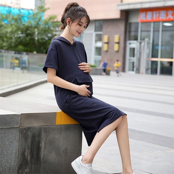 

yuanjiaxin maternity summer sport dress long clothes for pregnant women girl breathing clothes dresses lj201123, White