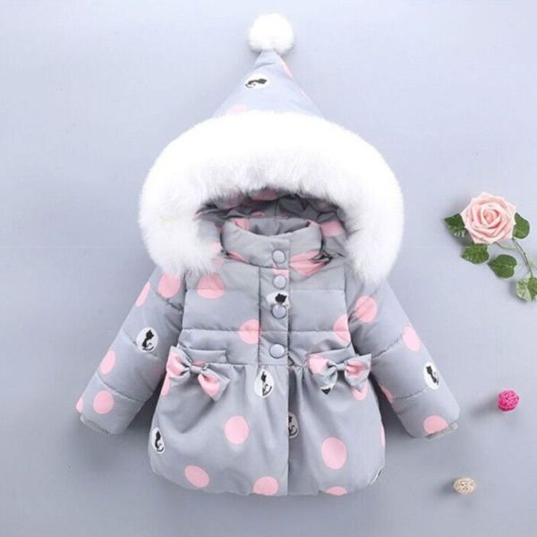 

2020 new dot winter down cotton padded clothes baby warm 0-6 little girls' coat, Black
