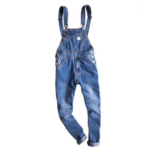 

men's jeans japan fashion blue denim overalls slim men bib hip hop mens suspender pants ankle length1