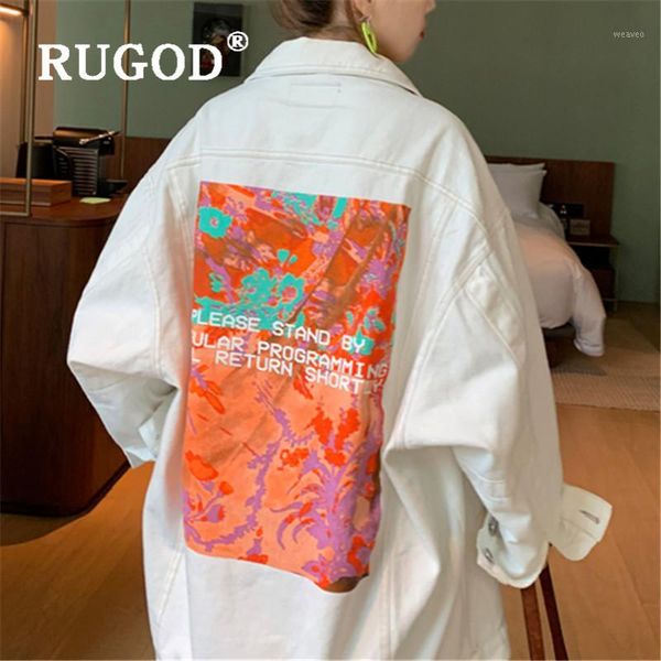 

harajuku casual denim jacket woman back funny cartoon loose white coat mujer spring autumn long-sleeved street outwear20201, Black;brown