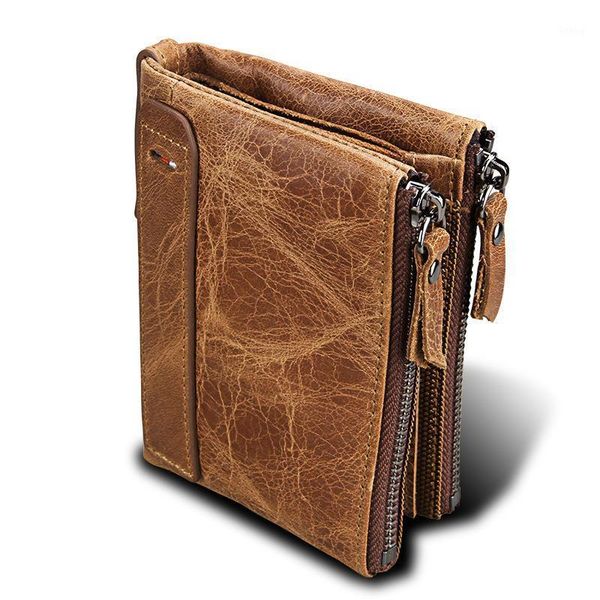 

vintage luxury crazy horse real cow leather full grain cowhide credit bank card slots hasp zipper style short wallet for men1, Red;black