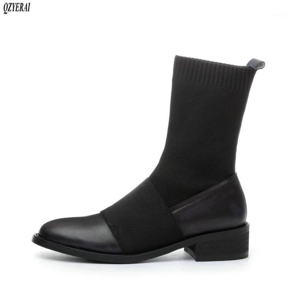 

boots 2021 autumn and winter women genuine leather the french sox mediterranean ankle boot, Black