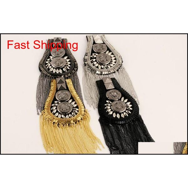 

2017 new arrive kpop fashion women and men clothes epaulet accessories tassel shoulder epaulettes w qylaol dh_seller2010, Silver