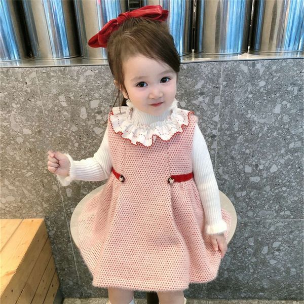 

net girl's baby's winter red drs foreign sle children's personali fashion small fragrance plush thickened woolen vt skirt, Red;yellow