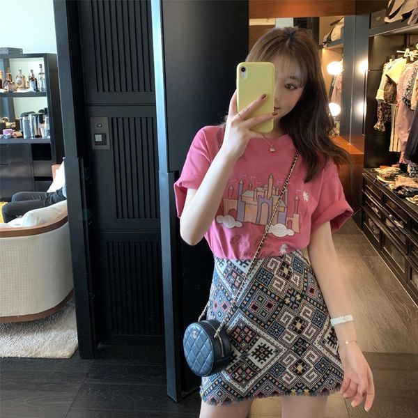 

net red short sleeve 2020 new women's korean loose summer coat t-shirt white bottomed t-shirt trend xnhix