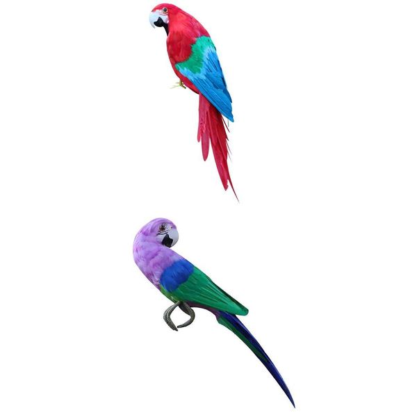 

2 piece artificial parrots feathered realistic garden home decor ornament
