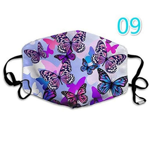 

2021 digital printing butterfly mask washable breathable face mask outdoor sport windproof dust-proof cycling masks designer mas 23 o2