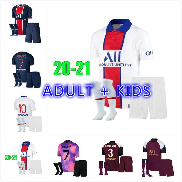 

kit 20 21 soccer jersey kit 2020 2021 mbappe verratti marquinhos kimpembe fourth cavani di maria kean 4th men kids football shirt, Black