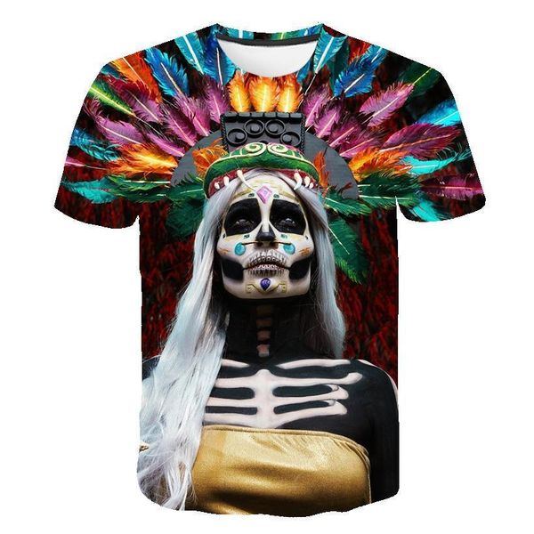 

2021 summer colorful t shirt men skull 3d printing t-shirt cosplay short sleeve clown tshirts funny casual tee s-6xl, White;black