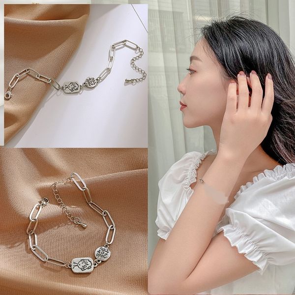 

simple temperament little boy personality hip hop alphabet cute cartoon national bracelet minority adjustable bracelet g294 uz7eh, Golden;silver