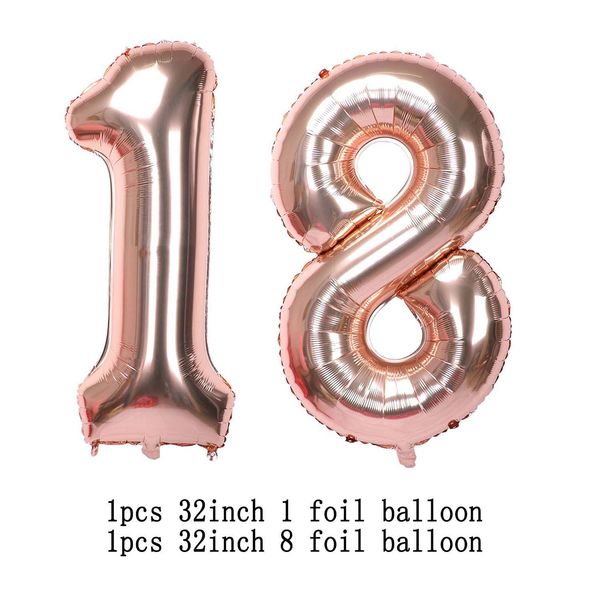 

amawill 18th birthday party decorations rose gold 32inch number balloon confetti air globos 18 years old party supplies 75 qyltbe