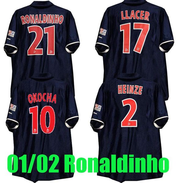

maillot de foot 01 02 98 99 heinze ronaldinho retro soccer jerseys 90 92 okocha leroy beckham ibrahimovic paris classic 93 94 95 96 12 13, Black;yellow