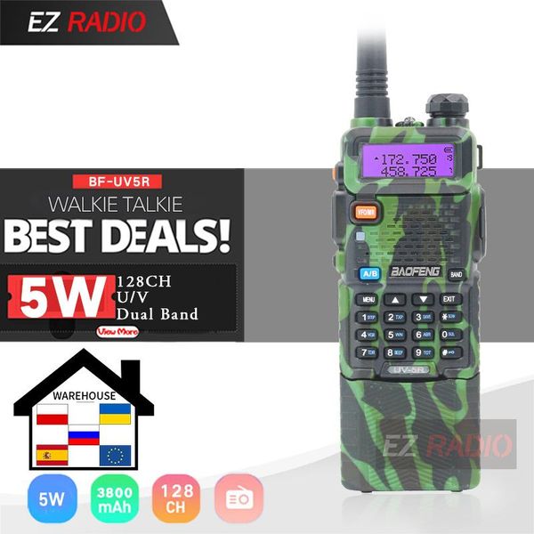 

walkie talkie camo 5w 8w baofeng uv-5r 3800mah 10 km tri power dual band uv 5r ham radio uhf vhf uv5r