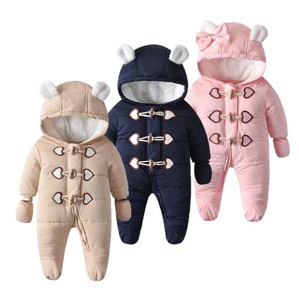 

winter baby clothing cute ear newborn romper infant costume boy girl clothes baby jumpsuit coat new born winter snowsuit, Blue;gray
