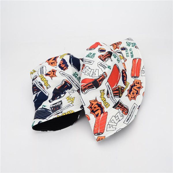 

cokk hip hop bucket hat женщины mens панама cap coke bottle pattern двойными бортами рыбак hat женский мужской ковшовые шляпы kpop кпт wmtzn, Blue;gray