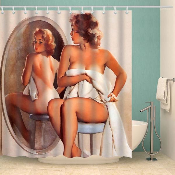 

shower curtains american girl printed 3d with 12 hooks waterproof polyester fabric washable bathroom bath curtain1
