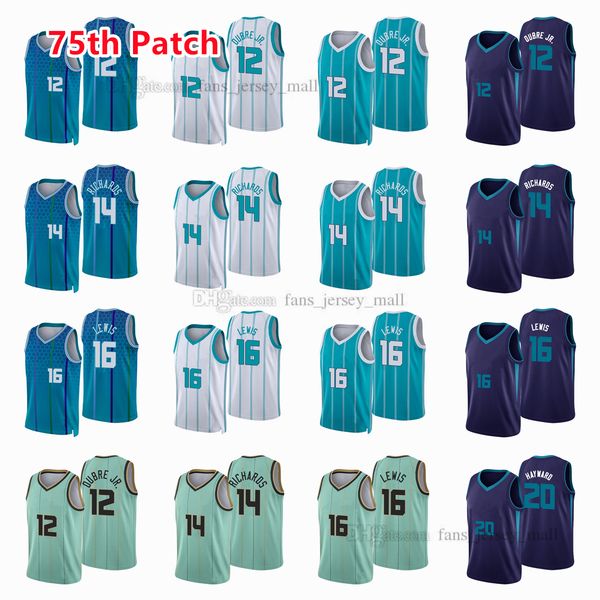 

printed 75th patch city basketball jerseys gordon 20 hayward kelly 12 oubre nick 14 richards scottie 16 lewis jersey color mint green purple, Black;red