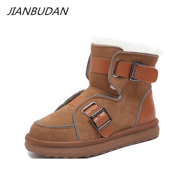 

jianbudan plush warm snow boots new women's cow suede winter cotton fur boots reflective shoes women's non-slip snow 35-40, Black