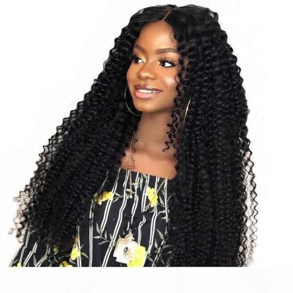 

afro kinky curly human hair wig bleached knots virgin mongolian pre plucked lacefront human hair wigs curly for african american women, Black;brown